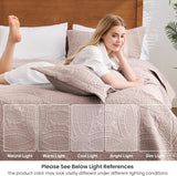 King Size Quilt Bedding Set Burlwood Bedspreads - Bed Lightweight Bedspread Comforter - Coin Pattern Bedding Coverlet for All Season - 3 Pieces (1 Quilt, 2 Pillow Shams)