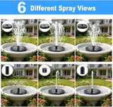 3.5W Solar Bird Bath Fountain, Solar Water Fountain Pump with 6 Nozzles 4 Fixed Stakes, Upgraded Solar Powered Water Fountain for Bird Bath, Garden, Patio, Pond, Fish Tank, Outdoor Decor