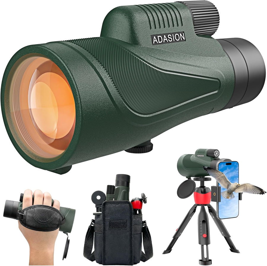 12X54 Monocular Telescope for Adults High Powered with Tripod and Phone Adapter, HD BAK4 Prism FMC Lens, Waterproof with Carrying Bag for Bird Watching Travel Sports