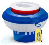 Floating Chlorine Dispenser for Pools with Pop-Up Indicator, Fits 1-3-4” Tablets - Pool Chlorine Floater with Adjustable Flow Vents Balanced Chemical Dispenser [4 Tablet Cap] 9" Diameter
